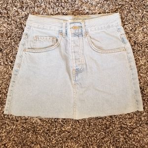 Light blue denim pencil skirt